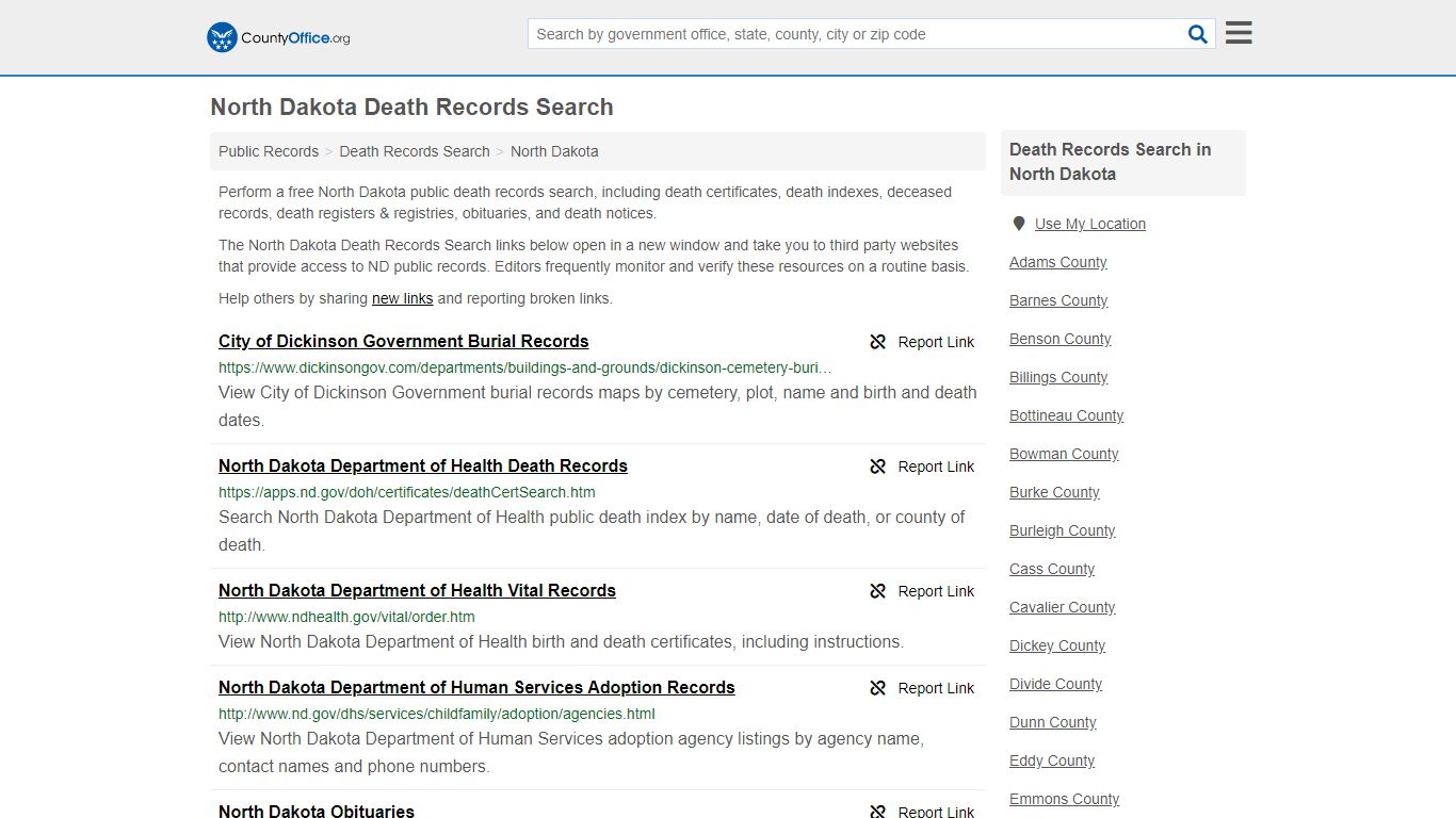 Death Records Search - North Dakota (Death Certificates ...